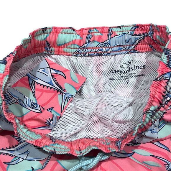 Vineyard Vines Boys Chappy Fish Printed Lined Swim Trunks Size 7 - Picture 4 of 6
